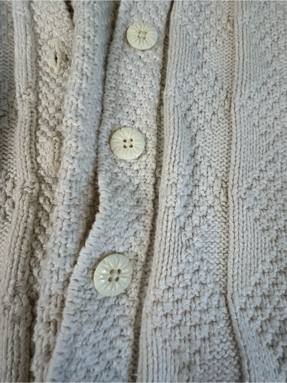 L.L. Bean Cream Chunky Knit Button-Front Cardigan - Picture 4 of 7